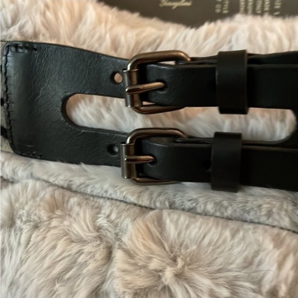 VINTAGE Italian Zebra Calf’s Leather DD Buckle Belt - Picture 4 of 12